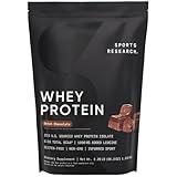 Sports Research Whey Protein Isolate - Sports Nutrition Protein Powder 25g per Scoop - 2lb Bag Whey Protein - Dutch Chocolate Bulk Protein Powder, 25 Servings