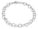 Miabella Sterling Silver Italian 5mm Rolo Heart Link Chain Bracelet for Women, Made in Italy (Length 7.5 Inches)