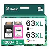 Cool Toner 63 63XL Ink Cartridges Black and Color Combo Pack Remanufactured Replacement for HP 63 XL Envy 4520 Officejet 3830 4650 5255 5258 5200 4655 4512 Deskjet 1112 3630 Printer 2-Pack
