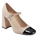 Marc Fisher Women's CHARINE Pump, Beige/Black 110, 8