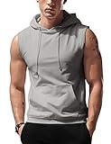 Amussiar Mens Cotton Hoodie Fitness Bodybuilding Tank top Men Trend Tees Shirt Casual Vest Grey