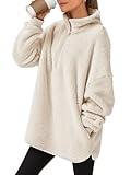 ANRABESS Women's Zip Up Sweatshirt Sherpa Fuzzy Fleece Hoodies Cozy Pullover Soft Sweaters Tops 2024 Fall Trendy Clothes Small Apricot