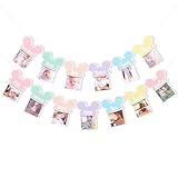 Mouse Monthly Milestone Photo Banner - Pastel Rainbow First Birthday 12 Months Photo Garland, Happiest Birthday on Earth Photo Banner, Mickey 1st Birthday Decor, Mickey Cake Smash Photo Props Garland