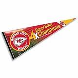 WinCraft Chiefs Super Bowl 2024 and 4 Time Champions Full Size Large Pennant