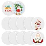 HTVRONT Ceramic Sublimation Ornament Blanks 12PCS - Sublimation Christmas Ornament Blanks Ceramic Decorations - Baby Shower Decorations Sublimation Ornaments with Red Strings (12PCS)