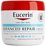 Eucerin Advanced Repair Body Cream for Very Dry Skin, Fragrance Free Daily Body Moisturizer, 16 Oz Jar