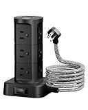 Surge Protector Power Strip Tower, 10FT Extension Cord with Multiple Outlets(12 AC Outlets), Surge Protector with USB Ports, Charging Station for Multiple Devices, Office Supplies, Dorm Essentials