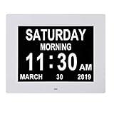 TMC 2025 New Digital Clock for Seniors, Large Display Calendar Dementia Clock with Date, Day & Week, 3 Medication Reminders+ 5 Alarms, SD Card Video, White - 8 Inch Ideal for Elderly Care