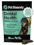 Dental Health Fresh Sticks - Oral Hygiene Dental Stick for Dogs - Dog Chews - Freshen Dog Breath, Reduce Plaque + Tartar - 16 Sticks