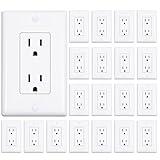 ThunderWay Decorator Receptacle Outlet with Wall Plate, Non-Tamper-Resistant Electrical Outlet, 15 amp Outlet, Self-Grounding, UL Listed, White (20 Pack)