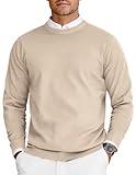 COOFANDY Mens Dress Sweater Fashion Cable Knit Pullover Long Sleeve Thin Sweaters Khaki