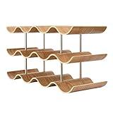 TRUDING Countertop Wine Rack - 12 Bottle Freestanding Wine Bottle Holder Stand - 3 Tier Wooden Wine Storage Rack - Wavy Wine Organizer for Cabinet Pantry Home Kitchen Bar