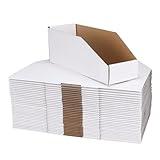 ZBEIVAN Cardboard Storage Bins Boxes 35 Packs 12x4x4.5 Inches, Easy Assembly Pantry Organizer Bins for Shelf, White