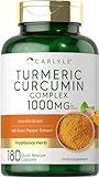 Carlyle Turmeric Curcumin with Black Pepper 1000mg | 180 Capsules | Turmeric Complex Supplement | Non-GMO, Gluten Free