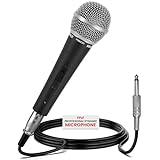 Pyle Professional Dynamic Vocal Microphone - Moving Coil Dynamic Cardioid Unidirectional Handheld Microphone with ON/OFF Switch Includes 15ft XLR Audio Cable to 1/4'' Audio Connection - PDMIC59