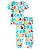 The Children's Place Baby Boys' and Toddler Short Sleeve Top and Pants 2 Piece Pajama Sets, ABC Allover, 18-24 Months