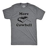 Crazy Dog Mens T Shirt More Cowbell Vintage Sketch Comedy Shirt for Drummer Funny Graphic Novelty Tee with Retro Quote for Guys Dark Heather Grey S