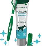 Vet's Best Dog Toothbrush & Enzymatic Toothpaste Kit - Teeth Cleaning - Made with Natural Ingredients - Reduces Plaque, Whitens Teeth, Freshens Breath - Bonus Care Guide & Finger Brush Included