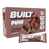 BUILT Protein Bars, Brownie Batter Puff, 12 count, Protein Snacks with 17g of High Protein, Collagen, Chocolate Protein Bar, Gluten Free with 140 calories & 6g sugar, Perfect On The Go Protein Snack