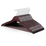 Amazon Basics Durable Wooden Suit Clothes Hangers - Cherry, 20-Pack