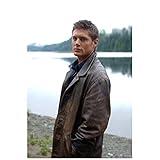 Sexy Dean Winchester in Brown Leather Jacket Leaning Back by Lake - 8x10 Photograph / Photo - HQ - Supernatural