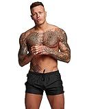 TONLEN Mens Swimwear Sports Shorts Swim Trunks with Zipper Pockets (US, Alpha, Small, Regular, Regular, Black)