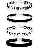 nylry 4pcs Black Choker Necklace for Women Black Velvet Choker Set Black Choker Necklaces Classic Chokers for Women Adjustable Gothic Collar Necklace for Party Cosplay Choker Jewelry-4