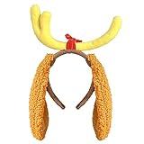 Luvfamday Deer Antler Headband with Dog Ears Deer Horn Headpiece Reindeer Costume Accessories Funny Party Favors Women Men (Antler Headband)