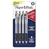 Paper Mate Profile Ballpoint Pens, Retractable Pen with Stainless Steel Barrel, 1.0 mm, Black Ink, 4 Count