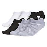 adidas Women's Superlite 3.0 No Show Athletic Socks (6-Pair) Low-Profile fit with targeted Padding and Arch Compression, White/Black/Grey, Medium