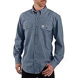 Carhartt Men's Loose Fit Midweight Chambray Long-Sleeve Shirt, Denim Blue Chambray, X-Large