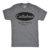 Crazy Dog Mens Callahan Auto Parts T Shirt Funny Movie Quote Comedy Classic Cult Film Sandusky Ohio Company Reference Fan Art Tee Dark Heather Grey L
