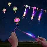 lpvoqpth 25 Sets LED Flying Set, 25 Slingshot+25 Glow Helicopter-50 Pcs, Flying Toy Outdoor Toys Glow in The Dark Party Supplies Party Favors for Kids 8-12,4-8