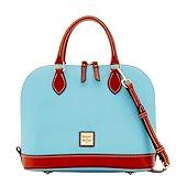 Dooney & Bourke Women's Zip Zip Satchel in Pebble Grain Leather, Large Handbag with Adjustable & Detachable Shoulder Strap, Caribbean Blue