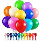 RUBFAC 120 Balloons Assorted Color 12 Inches Rainbow Latex Balloons, 12 Bright Color Party Balloons for Birthday Baby Shower Wedding Party Supplies Arch Garland