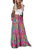 EARKOHA Womens Casual High Waist Tie Paisley Print Long Maxi Skirt with Pockets Multicolor 2XL