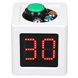 Cube Timer Seconds, LED Race Cube Timer 1.4in 4 Sided Digital Shot Countdown Stopwatch for Private Poker Decor, Scoreboards & Timers (White)