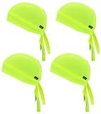 JHYWELL Neon Yellow Dew Rag High Visibility Helmet Construction Worker Bandana Sweat Liner Fluorescent Doo Rags Beanie Under Welder Hard Hat for Men and Women Safety (Neon Yellow 4 Pack)