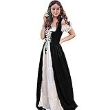 Abaowedding Renaissance Costume Women Medieval Dress Renaissance Pirate Irish Ren Faire Dresses Black L-XL
