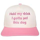 KATYDID I Gotta Pet This Dog Womens Hat - Two Toned Vintage Hat - Stylish 5 Panel Hat for Women - Trendy Vintage Baseball Cap (Pink/Tan)