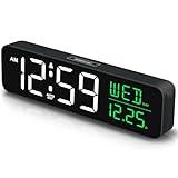 Peakeep Large Display Digital Alarm Clock for Bedrooms, Desk Table Clocks for Living Room Office, Loud for Heavy Sleepers Adults, Dimmable Plug in Electric Clock with Date Day of Week Temp Auto DST