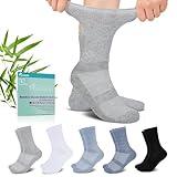 Revosoxs Diabetic Crew Socks for Men and Women,Non-Binding Socks with Seamless Toe,Loose Top Wide Diabetic Socks 6-9 9-12(Dark-D-Large)