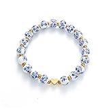 Beaded Bracelets for Women Flower Bracelet Vintage Jewelry Stretch Gold Heart Charm Bracelet Dainty Handmade Romantic Gift