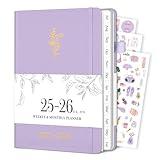 Planner 2025-2026, Weekly and Monthly Planner with Tabs from Jul 2025 - Jun 2026, Academic Planner with Date, A5 Hardcover Calendar Notebook for School & Office Schedule, 5.8"×8.3", Purple