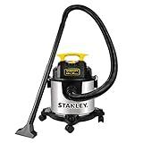 STANLEY 4 Gallon Wet Dry Vacuum, 4 Peak HP Stainless Steel 3 in 1 Shop Vacuum Blower with Powerful Suction, Vacuum for Job Site, Garage, Basement, Workshop, Top Handle, Portable Wet Dry Vac SL18301-4B