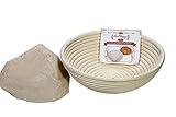 Saint Germain Bakery Premium Round Bread Banneton Basket with Liner - Perfect Brotform Proofing Basket for Making Beautiful Bread (10 inch)