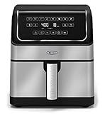 bella 8 Qt Digital Air Fryer with TurboCrisp Technology, Large Family Size Nonstick Cooking Basket and Crisping Tray, Multiple Preset Functions, Auto Shutoff, Stainless Steel, 1750 Watt