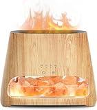 SALKING 2-in-1 Ultrasonic Essential Oil Diffuser & Himalayan Salt Lamp, Aromatherapy Diffuser Cool Mist Humidifier with Auto Off Function, 100% Pure Himalayan Pink Salt Rock, 150ml (Wooden Grain)