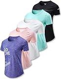 5 Pack: Women's Dry Fit Short Sleeve T Shirts, Athletic Workout Tee Tops for Gym Yoga Running (Set 2, Medium)