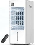 AEROZY Portable Air Conditioner Windowless, Evaporative Cooler with Digital Display, Remote, 3 Speeds, 12H Timer, Oscillating Swamp Cooler for Room no Windows, Bedroom, Living Room, White